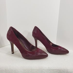 Reba Suede Burgundy Western Pumps "Paulie"